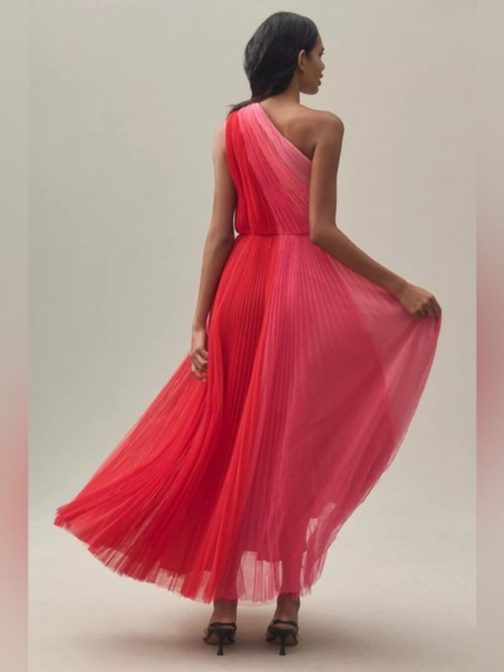 Hutch One-Shoulder Ombre Coral to Pink Maxi Dress - A Stunner - Picture 3 of 13